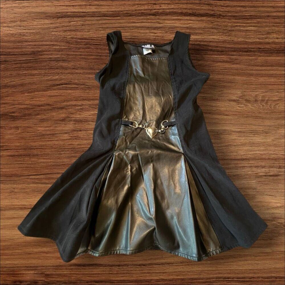 RMLA Gothic Faux Leather Heart Skater Mini Dress Size 6